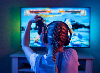 Image of girl playing video game